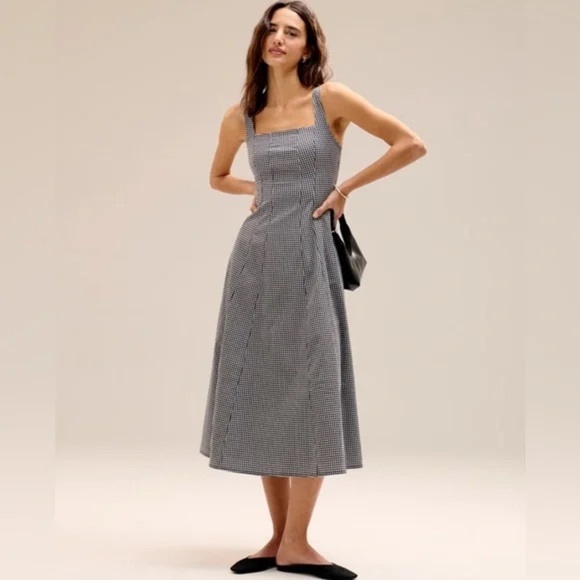A New Day Black and White Gingham Midi A Line Dress - NWT sz8 - Picture 1 of 9